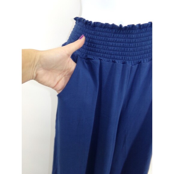 Ninexis Women's Blue Elastic Waist Banded Crop Flare Pants High waist Size SM - Picture 4 of 11